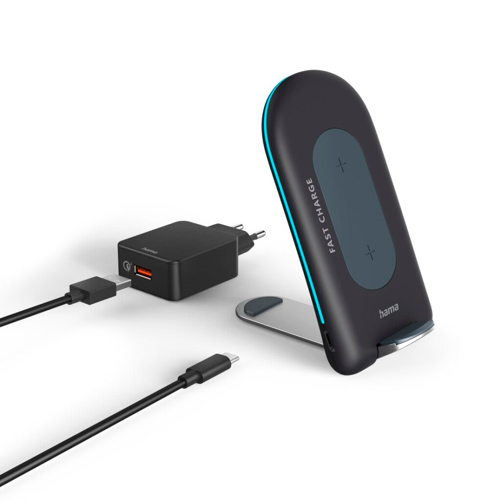 Caricatore wireless Hama Set Qi-FC15S 15W STAMPAGGIO SMARTONO WIRELESS GR