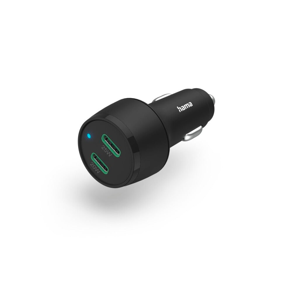 Hama Auto-Fast Charger 2x USB-C Entrega de energía Qualcomm Reg; 45 W Negro