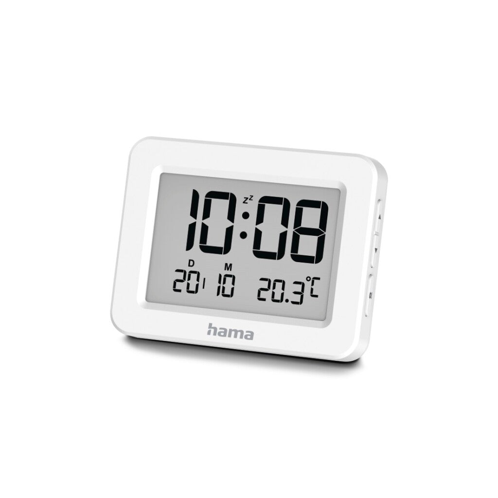 Reloj despertador digital LCD Hama en blanco