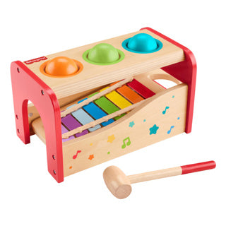 Fisher-price houten xylophone speelgoed met hamerbank voor kinderen.