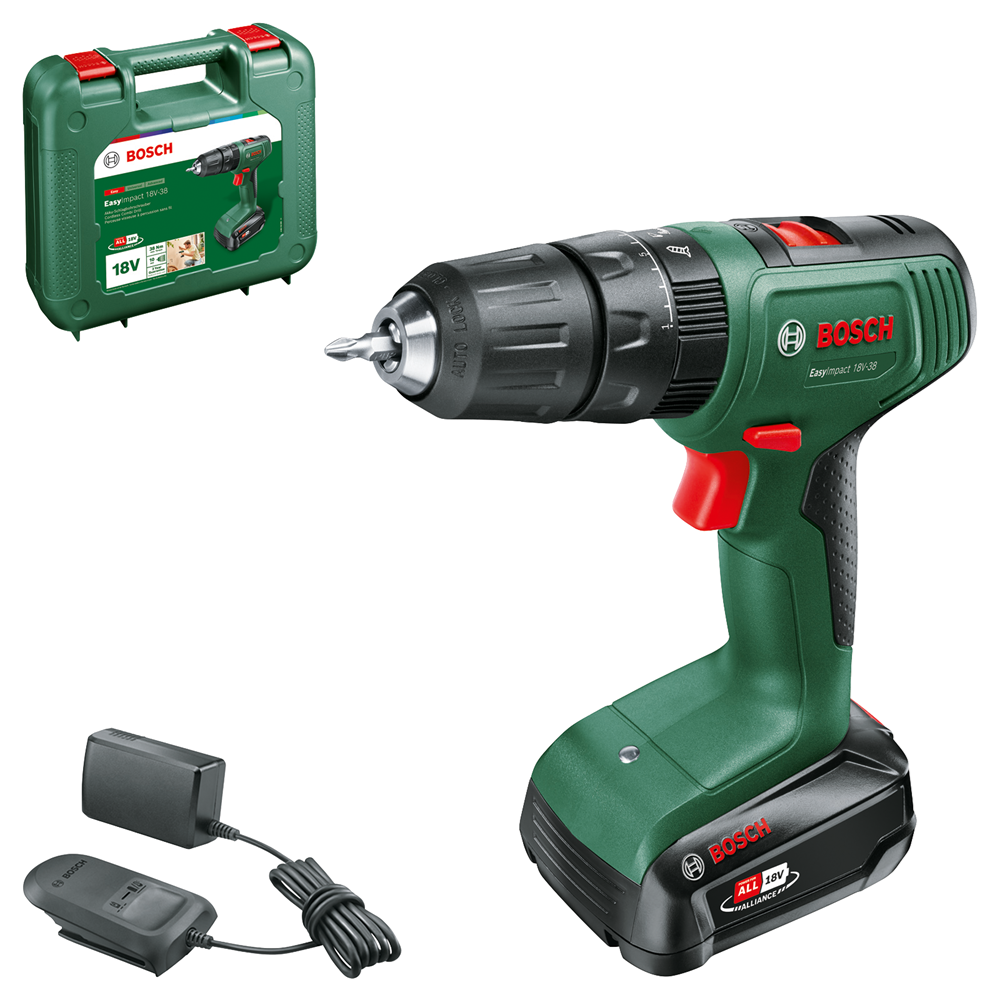 Imp bosch easyact 18v-38 - taladro atornillador de impacto inalámbrico 1 batería de 2,0 ah + cargador - 06039d810e