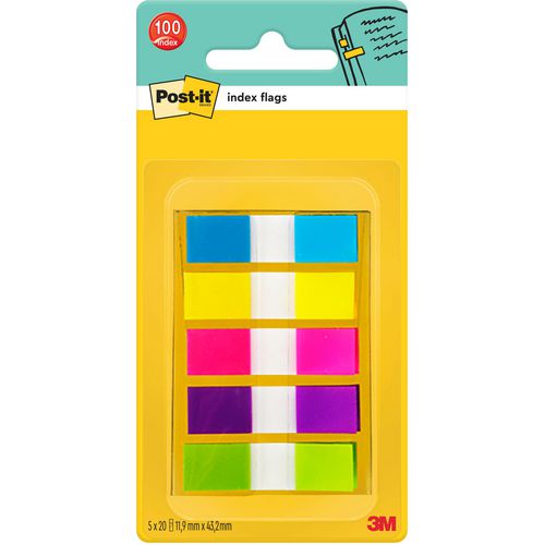 Index post-it 683-5cb 12x43mm surtido neon pequeño 100 hojas