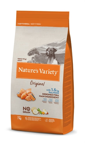 Variedad de naturaleza Mini salmón para adultos original sin grano