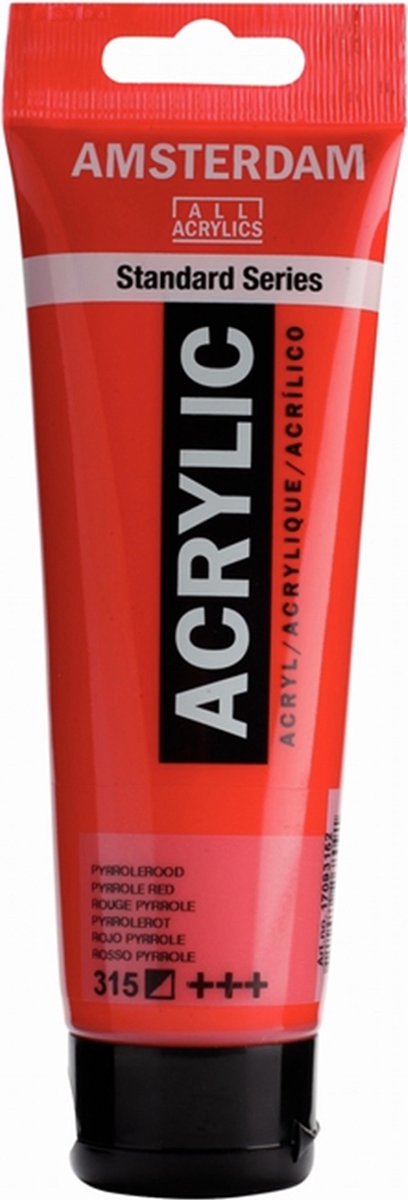 Amsterdam talens acrylverf pyrrole rood 3 stuks