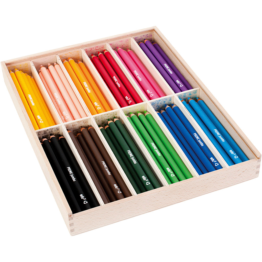 Edu3 matita colorata edu jumbo, spessore 10 mm, mina 6,25 mm, vari colori, 12x12 pezzi 1 scatola