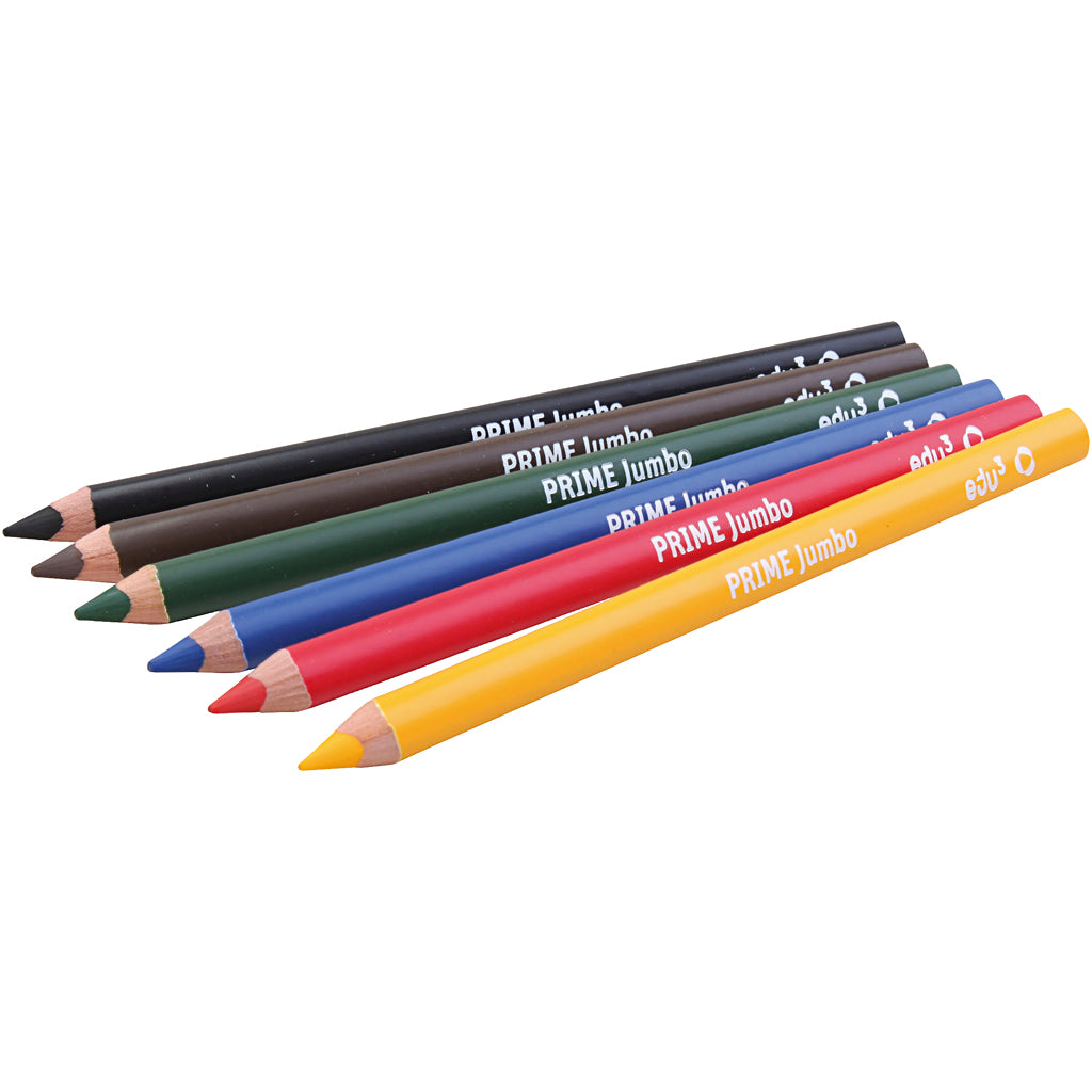 Pencil colorato EDU3 EDU Jumbo, spessore 10 mm, riempimento di 6,25 mm, vari colori, 6 pezzi 1 scatola