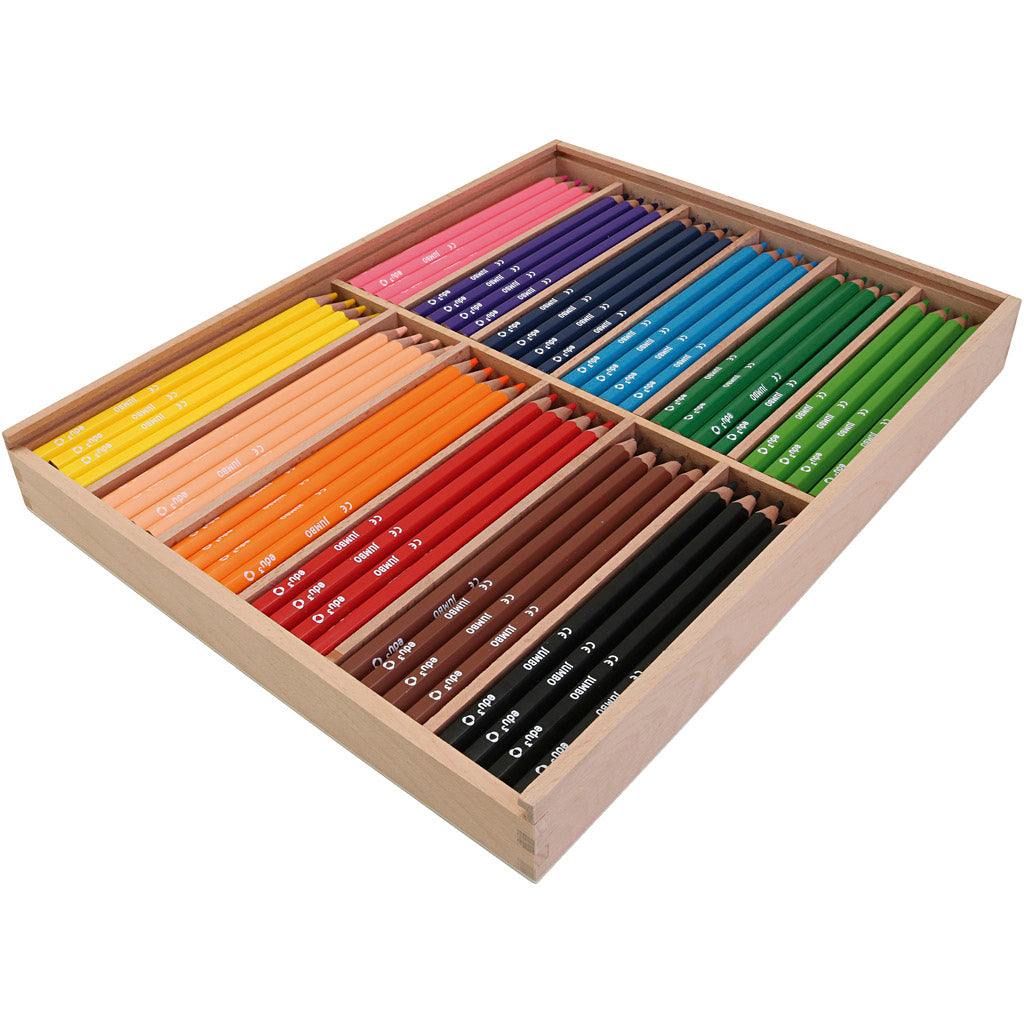 Matite colorate Edu3 edu jumbo, spessore 10 mm, ricarica 5 mm, ca. 144 pezzi, vari colori, 12x12 pezzi 1 scatola