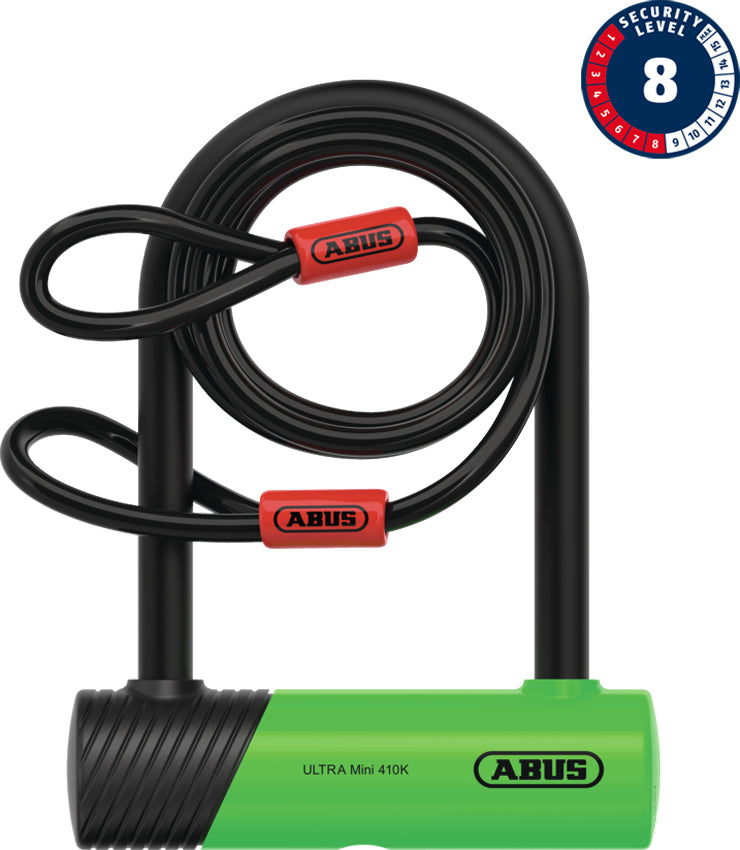 Abus ultra mini 410k 150hb140 lucchetto a U incl. cavo cobra loop e staffa sh