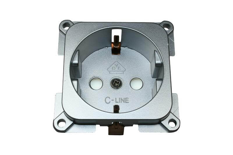 Presa da muro C-line camper e roulotte 230 volt argento - confezionata
