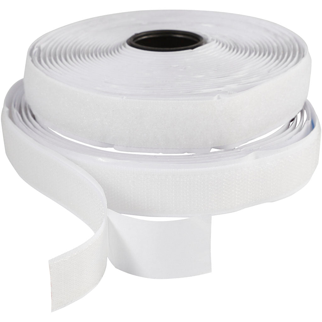 Creativ company Chiusura in velcro, autoadesiva, L: 20 mm, bianco, 5 m 1 rotolo