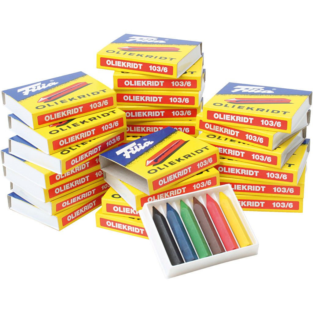 Gesso olio Filia, L: 5 cm, spess. 7x7 mm, vari colori, 25x6 pezzi 1 scatola