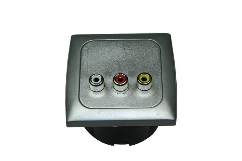 Toma de vídeo y audio C-line con marco opal plateado
