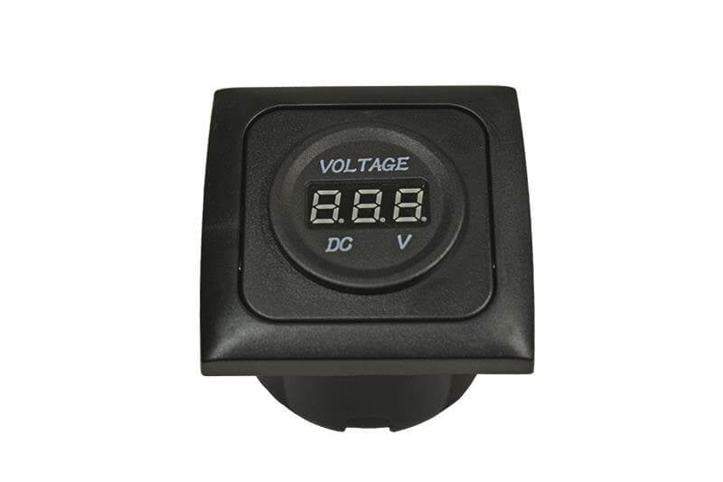 Voltímetro C-line para autocaravana y caravana con marco de cubierta opal negro