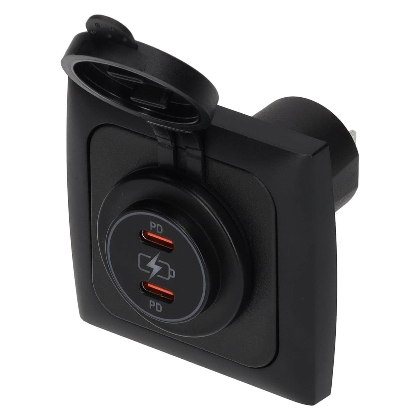C-line power line 2x usb-c pd 36w lader met opal afdekraam zwart