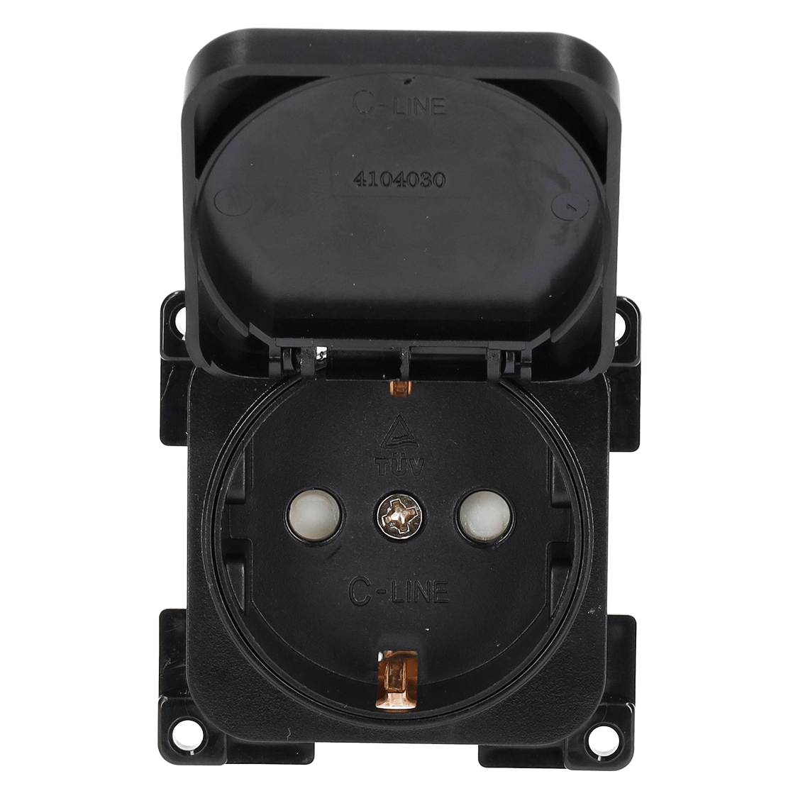 Toma de pared C-line 230v con tapa abatible negra