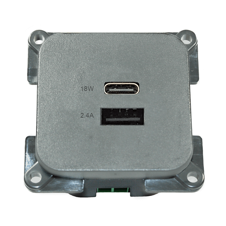 C-line usb laadcontactdoos met usb-a en usb-c - ece r10 - zilver