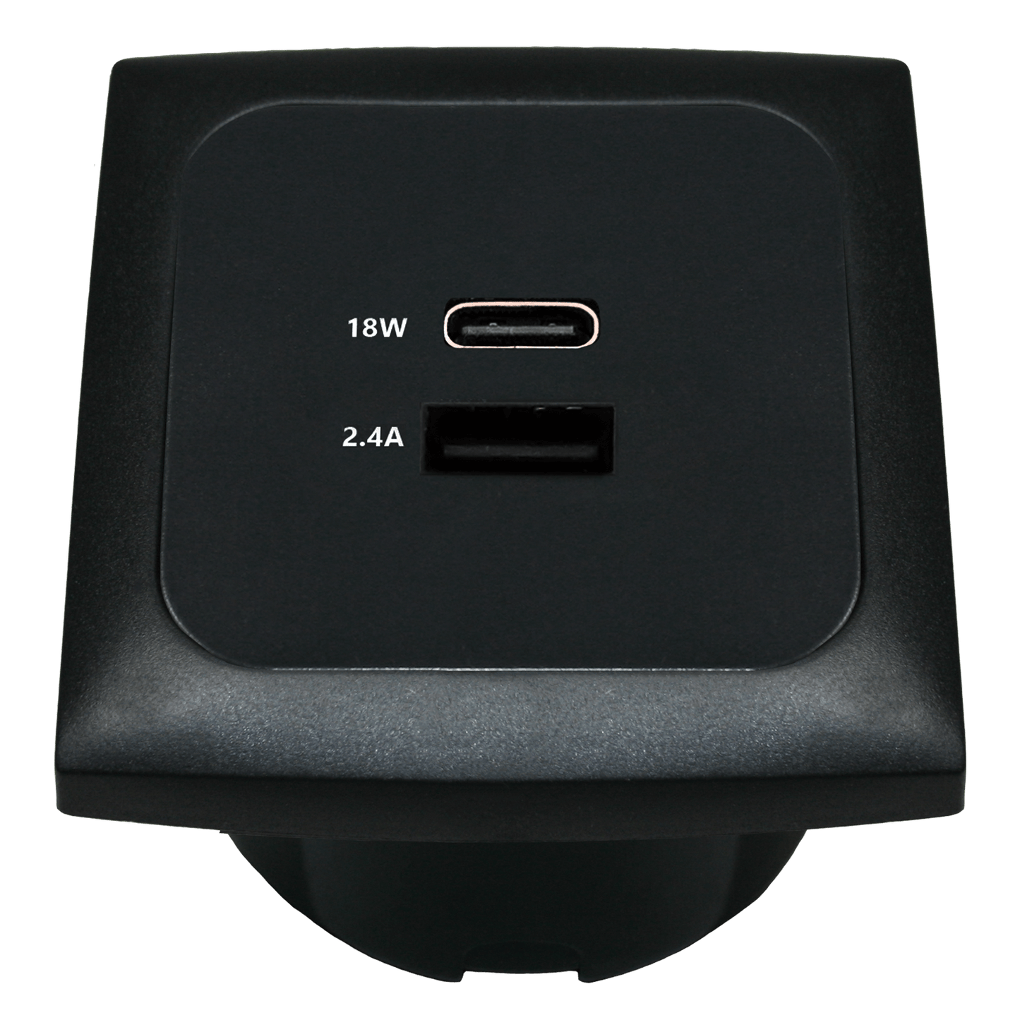 Presa di ricarica USB C-line con USB-A e USB-C con cornice di copertura opale nera