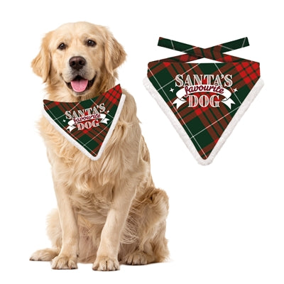 Mentajos de los regalos de Navidad Bandana de la ventana de perro favorita de Santa Verde rojo