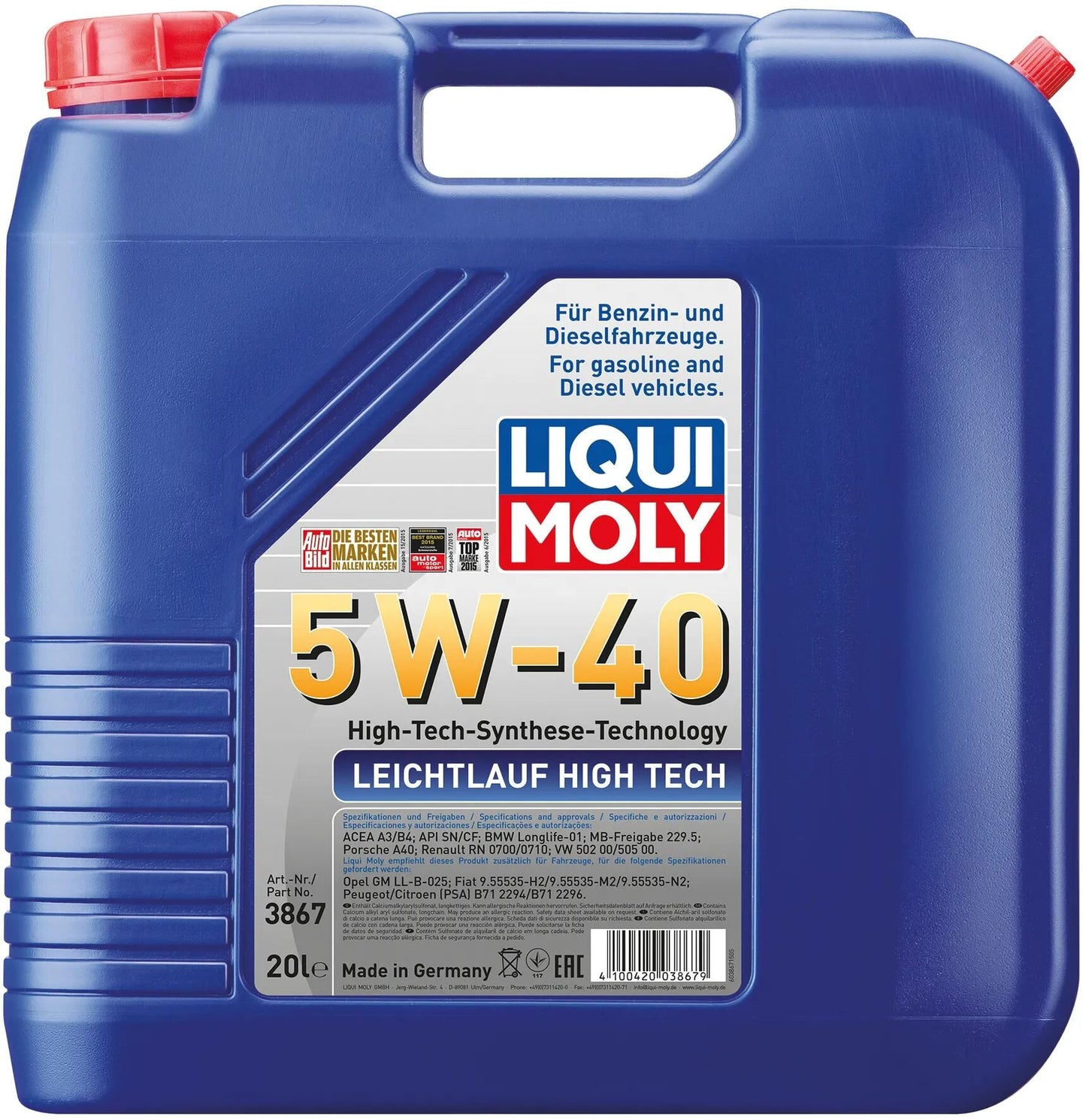 Liqui moly motorolie leichtlauf high tech ll high tech 20l 5w-40