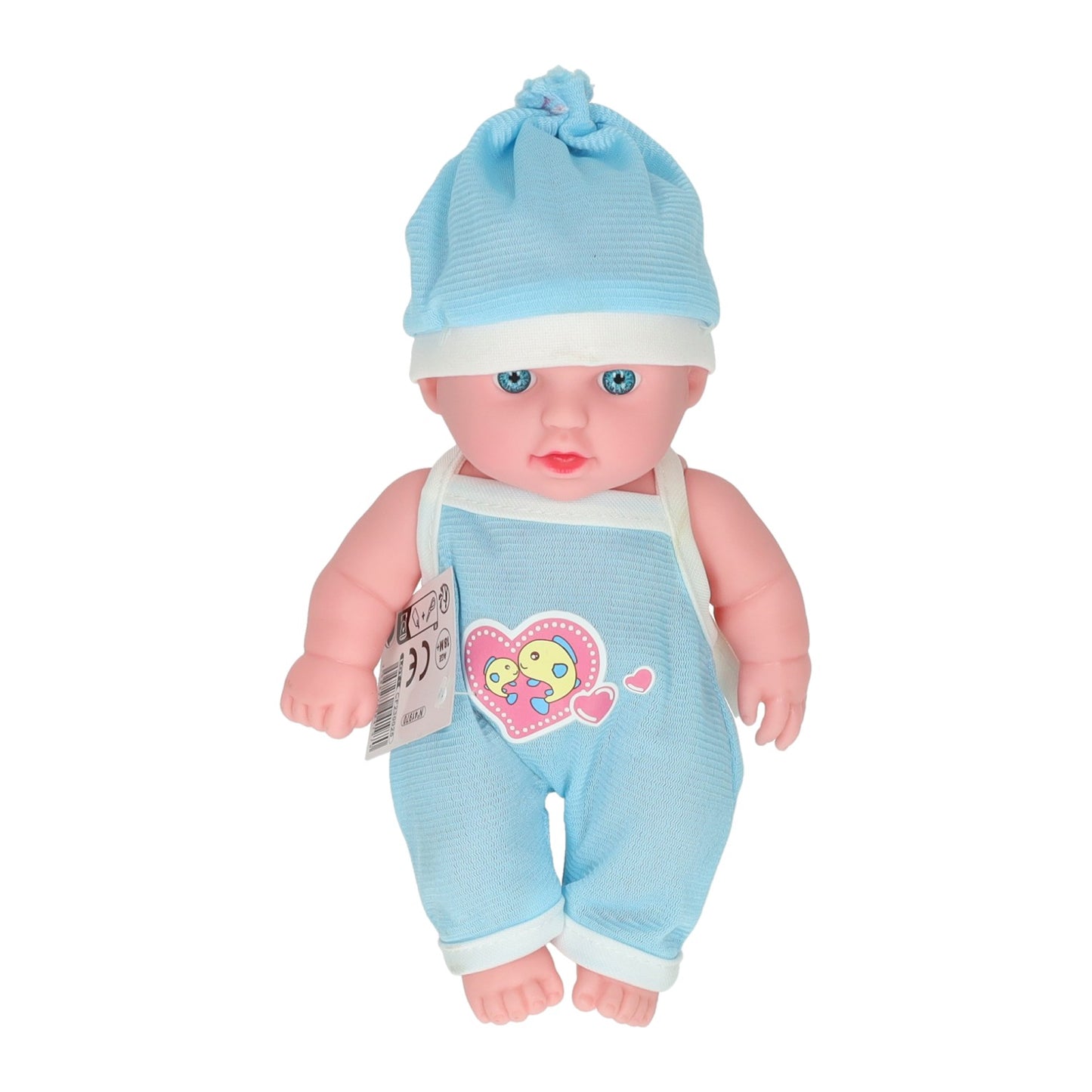 Bambolina con tutina a cuore e cappellino