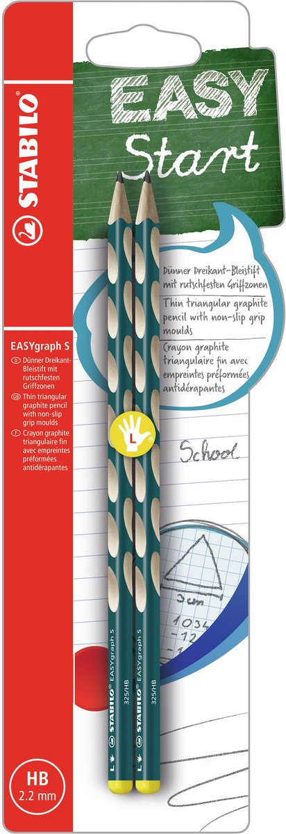Stabilo easygraph s - matita ergonomica in grafite - mancini - durezza hb - petrolio - 2 pezzi