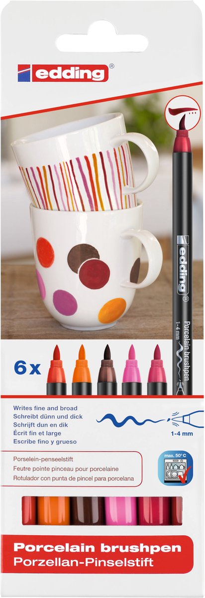 Porcelainstifts warm color set of 6st.