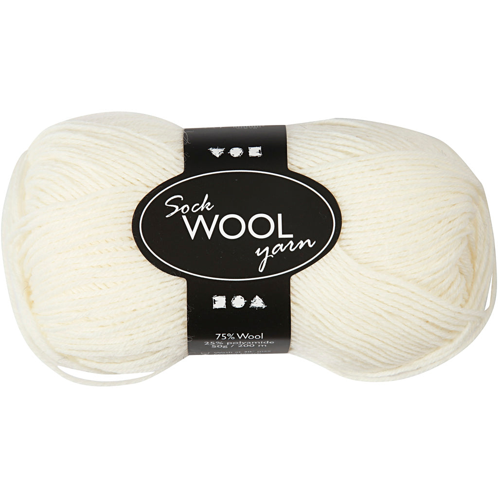 Filato per calze Creative Company, l: 200 m, bianco sporco, 50 g 1 gomitolo