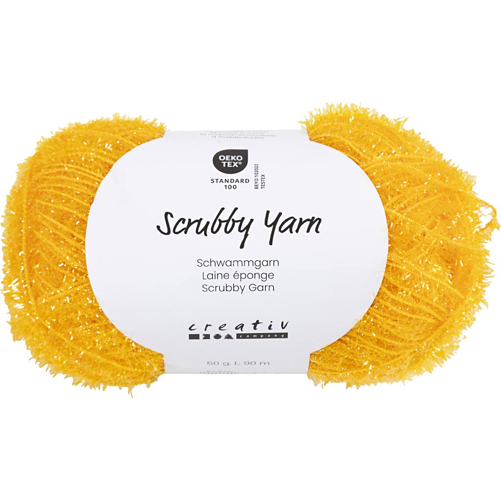 Filato in spugna abrasiva Creative Company, l: 90 m, giallo, 50 g 1 gomitolo