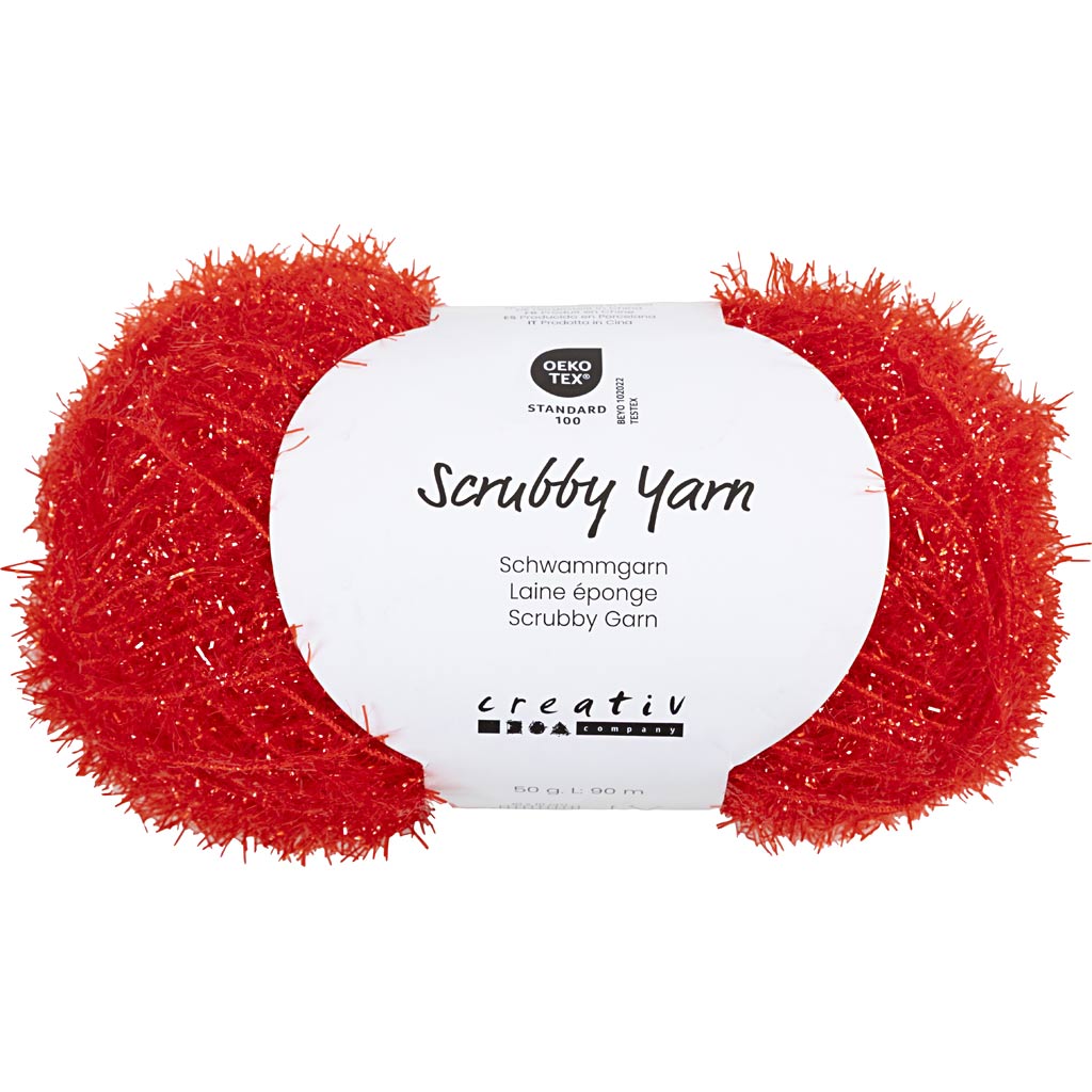 Filato in spugna abrasiva Creative Company, l: 90 m, rosso, 50 g 1 gomitolo