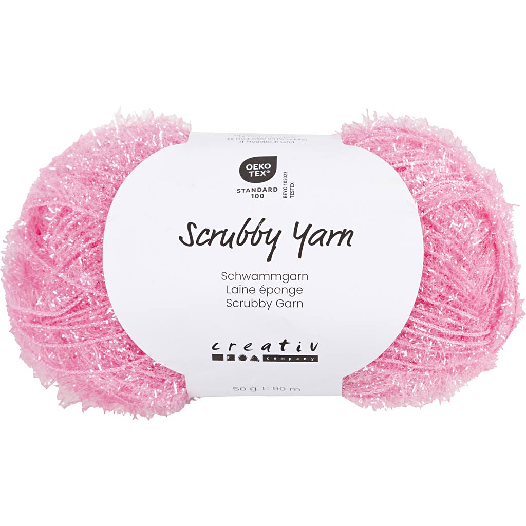 Filato in spugna abrasiva Creativ Company, l: 90 m, rosso chiaro, 50 g 1 gomitolo