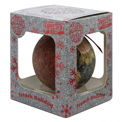 Molti regali palla di Natale glassata bulldog francese rosso