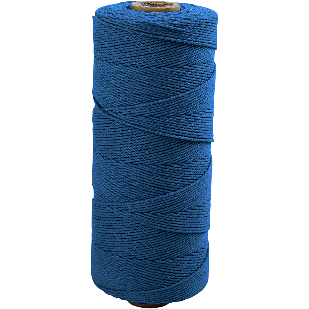 Creativ Company Macramé Cord, L: 315 m, espesor 1 mm, calidad delgada 12 12, azul, 220 g 1 bola