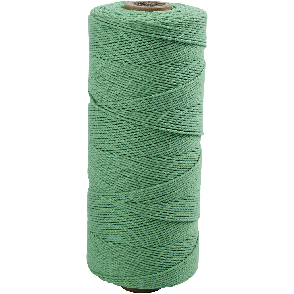 Creativ company cordón macramé, l: 315 m, grosor 1 mm, calidad fina 12 12, verde claro, 220 gr 1 ovillo