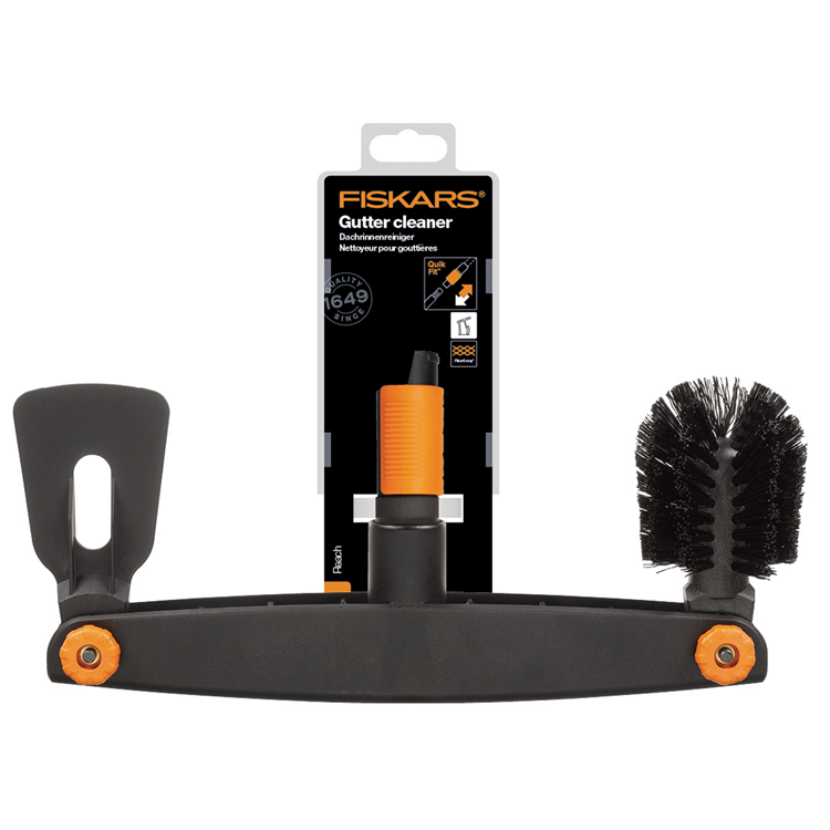 Fiskars quikfit dakgootborstel - dakgootreiniger voor telescopische steel - schraper en borstel