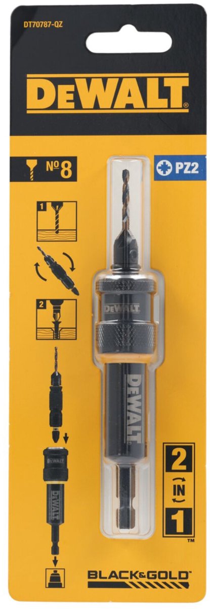 Dewalt dt70787 flip drive: preforo, svasatore n.8 + punta a vite pz2 + supporto