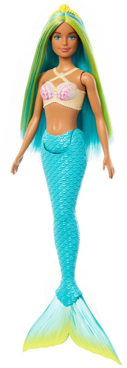 Mattel Mermaid Pop con cabello azul y amarillo y turquesa