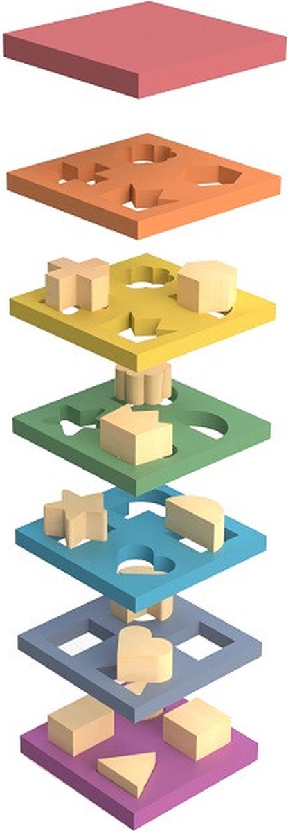 Impilatore a forma di legno arcobaleno Tickit®.