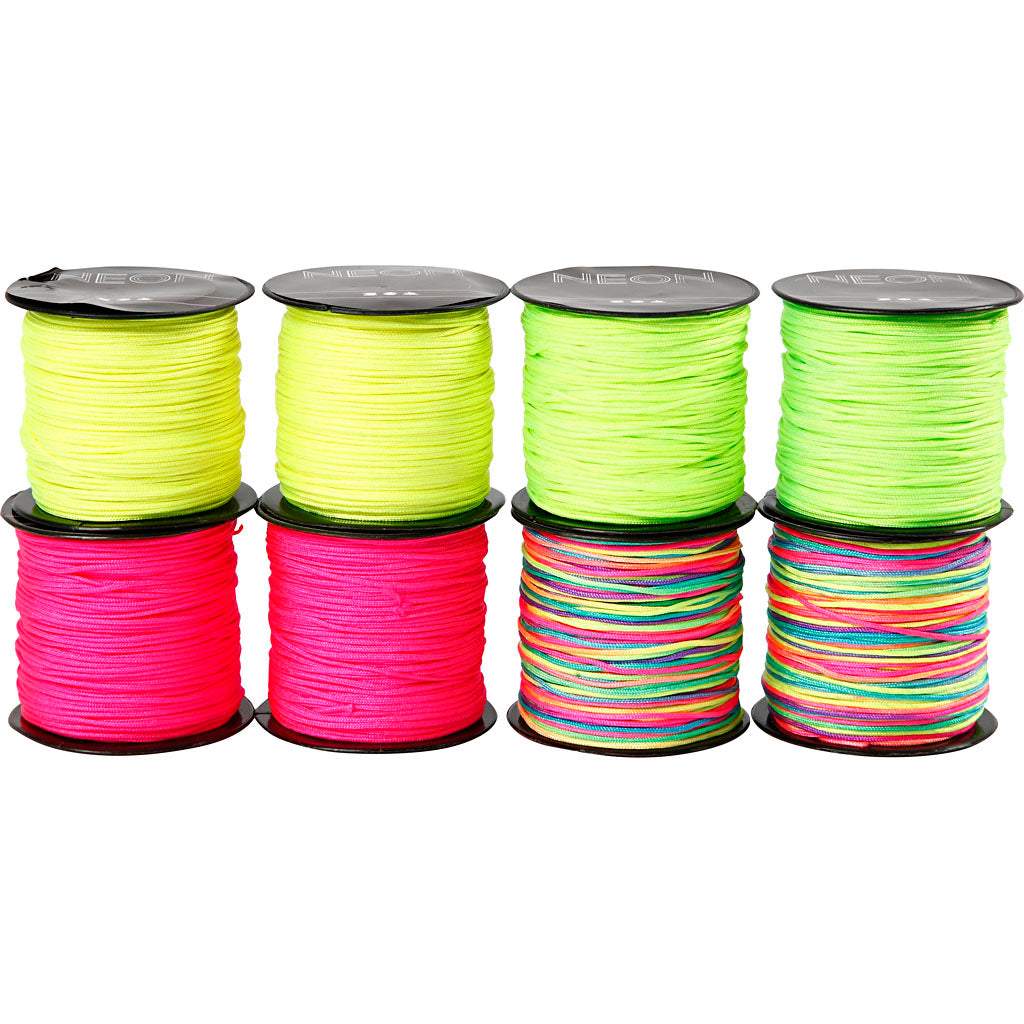 Cordone per macramè Creativ company, spess. 1 mm, verde neon, rosa neon, giallo neon, mix neon, 8x28 m 1 scatola