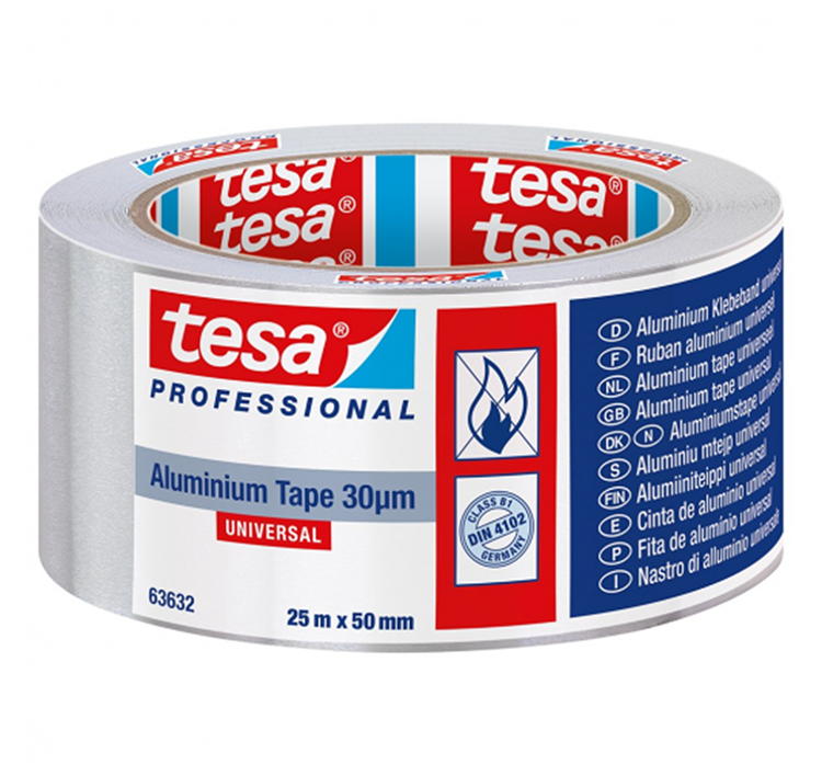 Tesa professional 1062268 - cinta de aluminio universal, liner 30um, 25mx50mm | 6 piezas