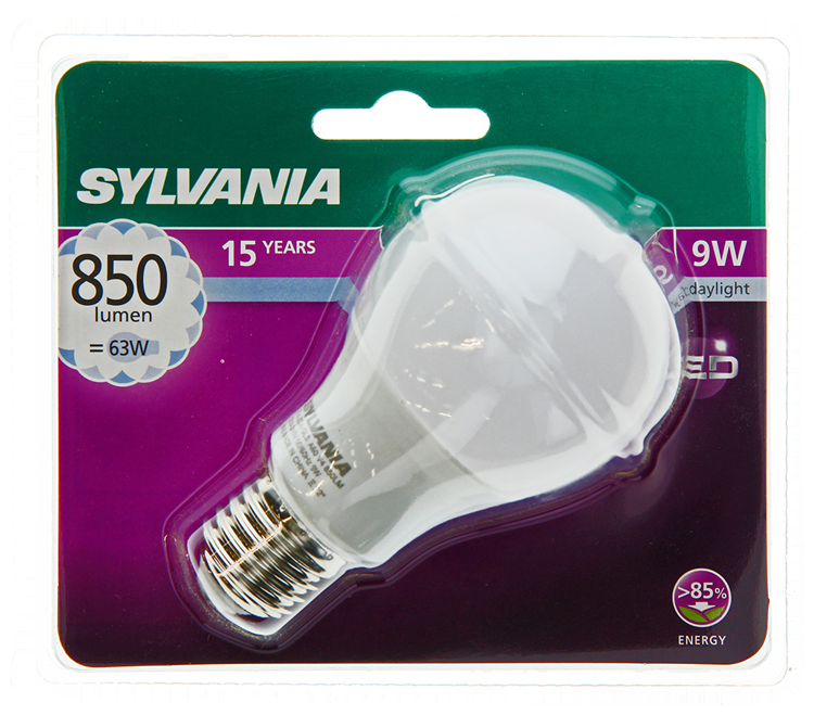 Sylvania 1059970 - syl led pera e27 9w= 63w 850lm6500k | 6 piezas