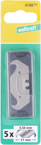 Coltelli a uncino Wolfcraft | nella scatola | 0,50 mm | 5 pezzi - 4188000