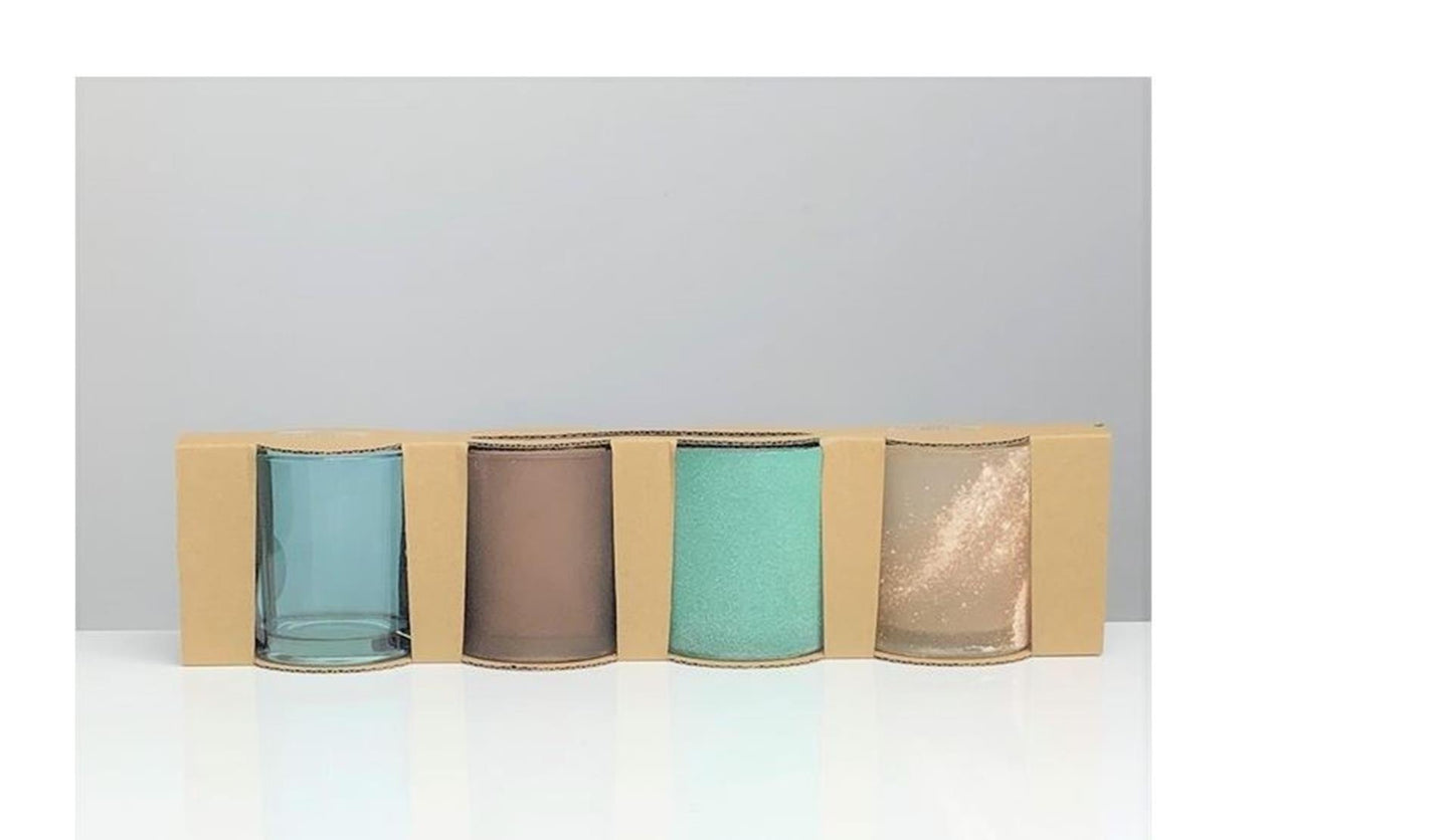 Set portacandele in vetro Hakbijl 4 pezzi ø8xh9cm