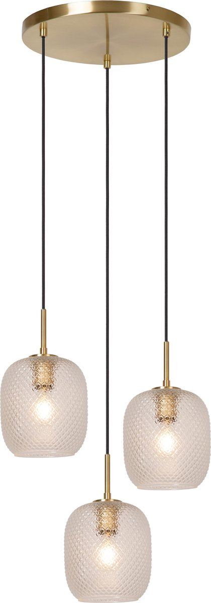 Lucide alicent - hanglamp - ø 35 cm - 3xe27 - mat goud messing
