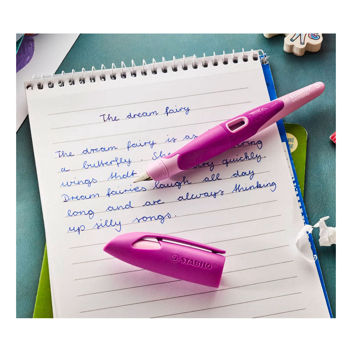 Stabilo easybirdy 3d dreamworld rechtshandige vulpen - roze