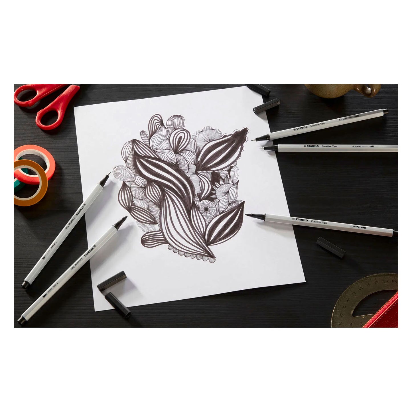 Stabilo creative tips penne artistiche diversi spessori di punta - 10 pz.