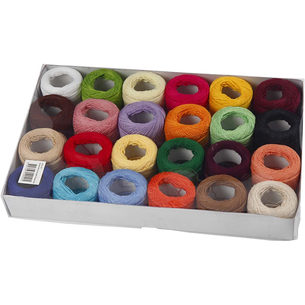 Creativ company mercerized cotton yarn, various colors, 24x20 gr 1 box
