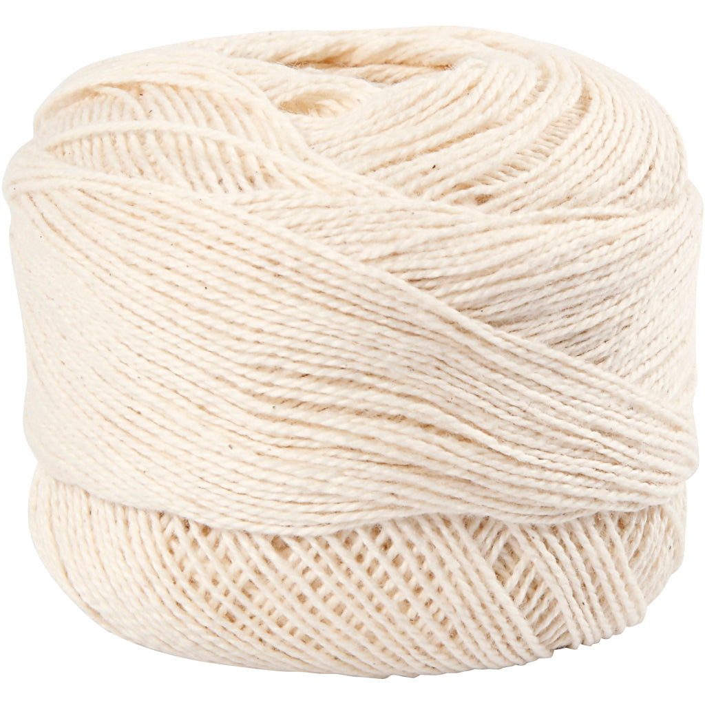 Filato di cotone mercerizzato dell'azienda Creativ, bianco sporco, 20 gr 1 gomitolo