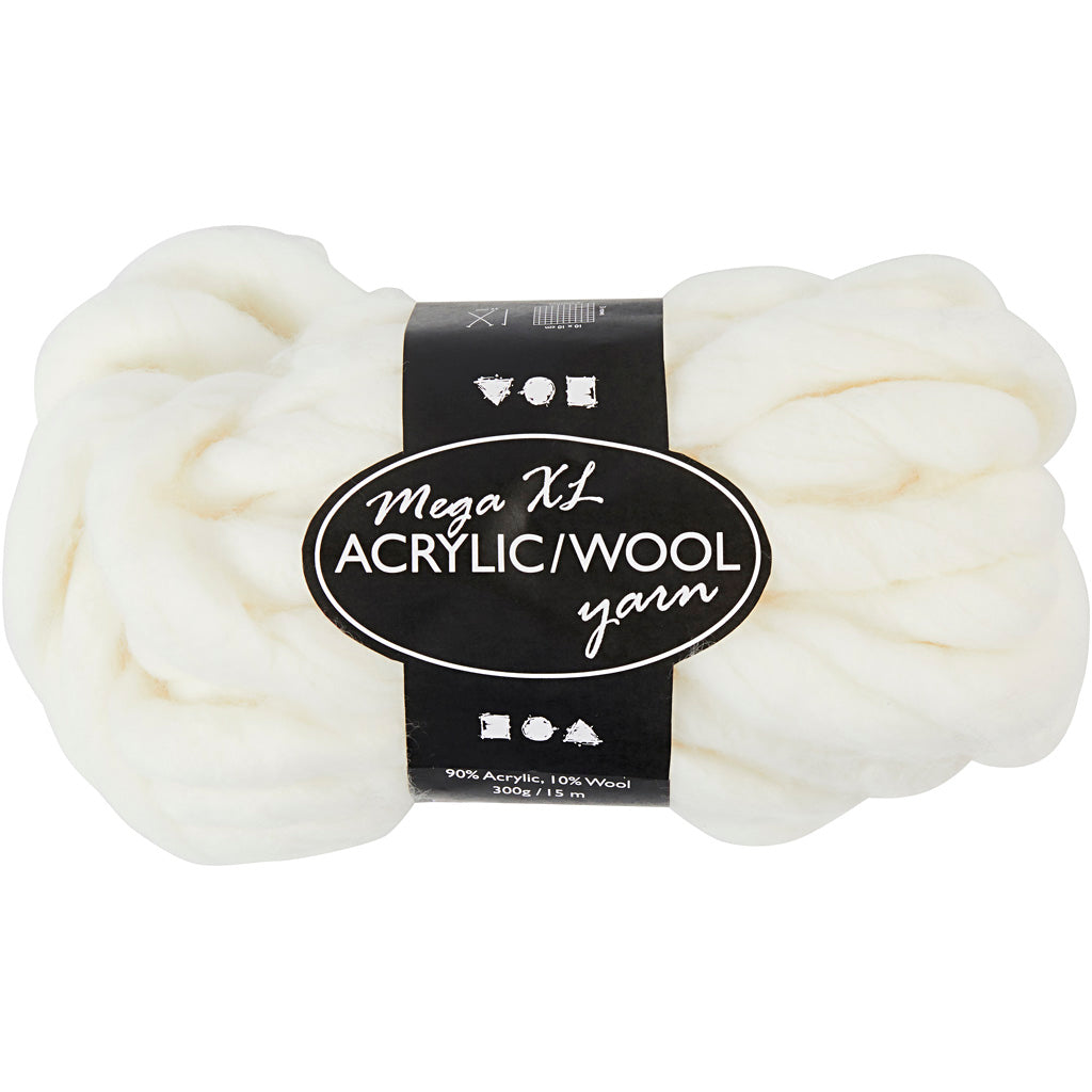 Creativ company hilo acrílico xl, l: 15 m, tamaño mega, blanquecino, 300 g 1 ovillo