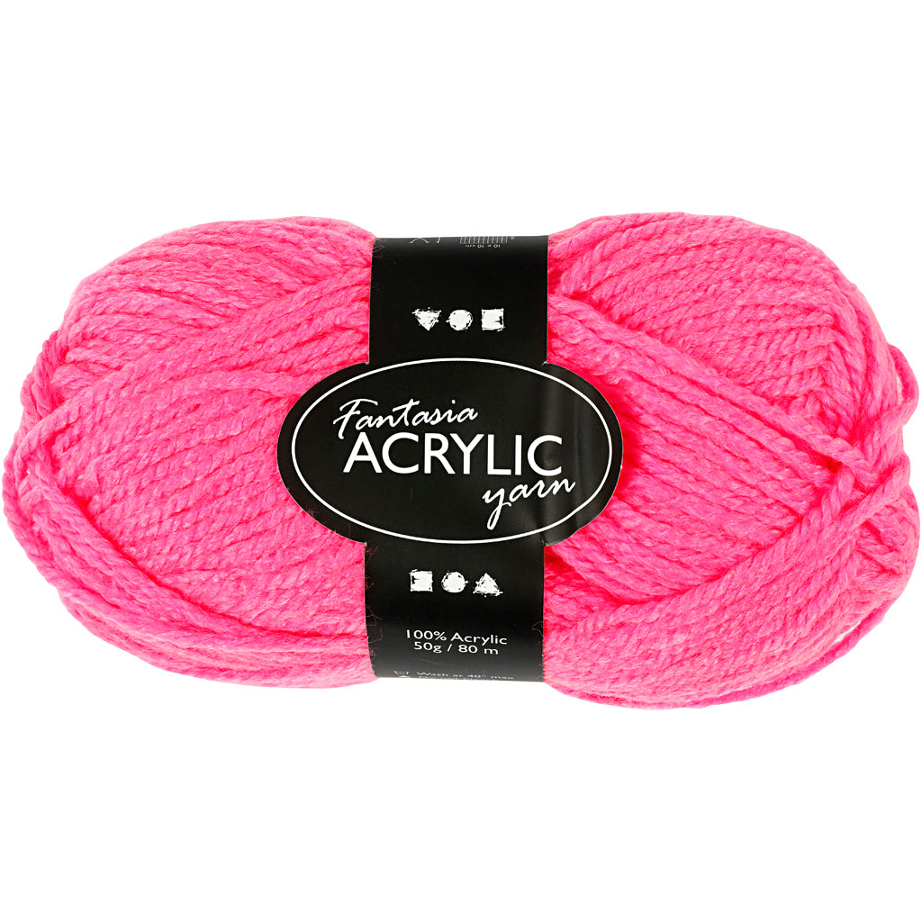 Filato acrilico Neon - Rosa neon, 50gr