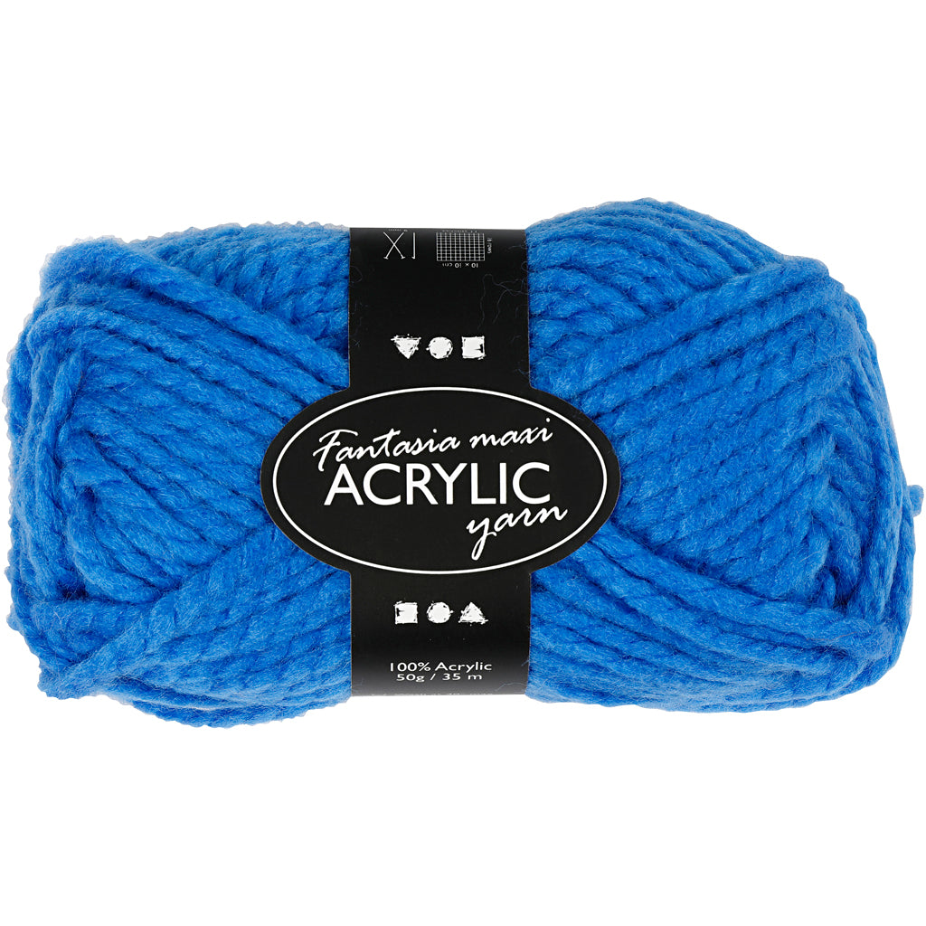 Filato acrilico Fantasia di Creativ Company, l: 35 m, maxi, blu, 50 g 1 gomitolo